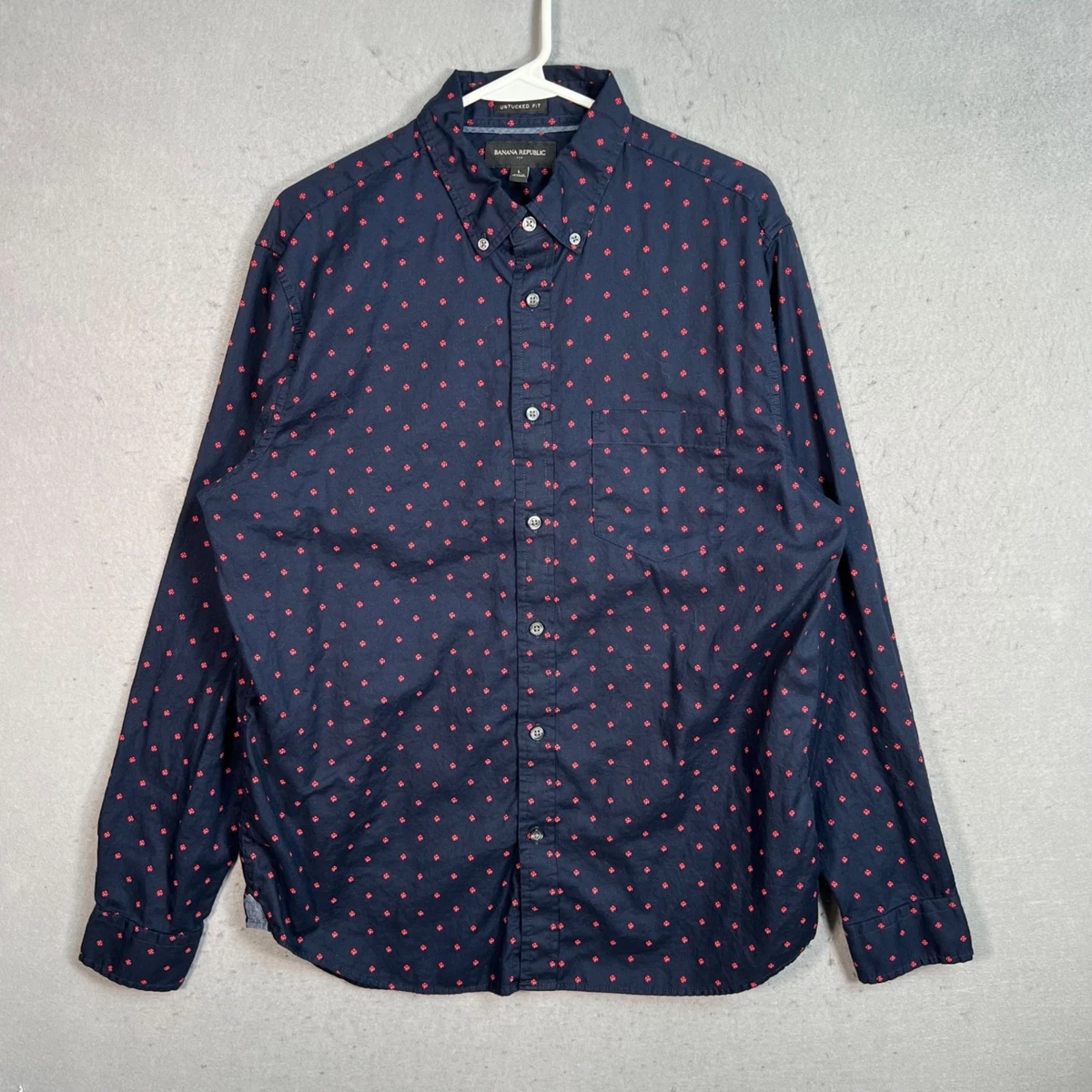 Chemise Banana Republic Homme Taille L – Bleu Marine Motif Floral – Manches Longues