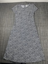 J.CREW Women's Short Sleeve Midi Dress Navy And white Leaf Print