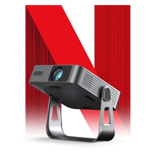 【Proyector más delgado y con licencia Netflix】Mini proyector inteligente con WiFi y Blu...