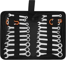 Premium Midget Wrench Set - 22-Piece Mini 4-11mm & 5/32'' to 7/16'', Silvery 