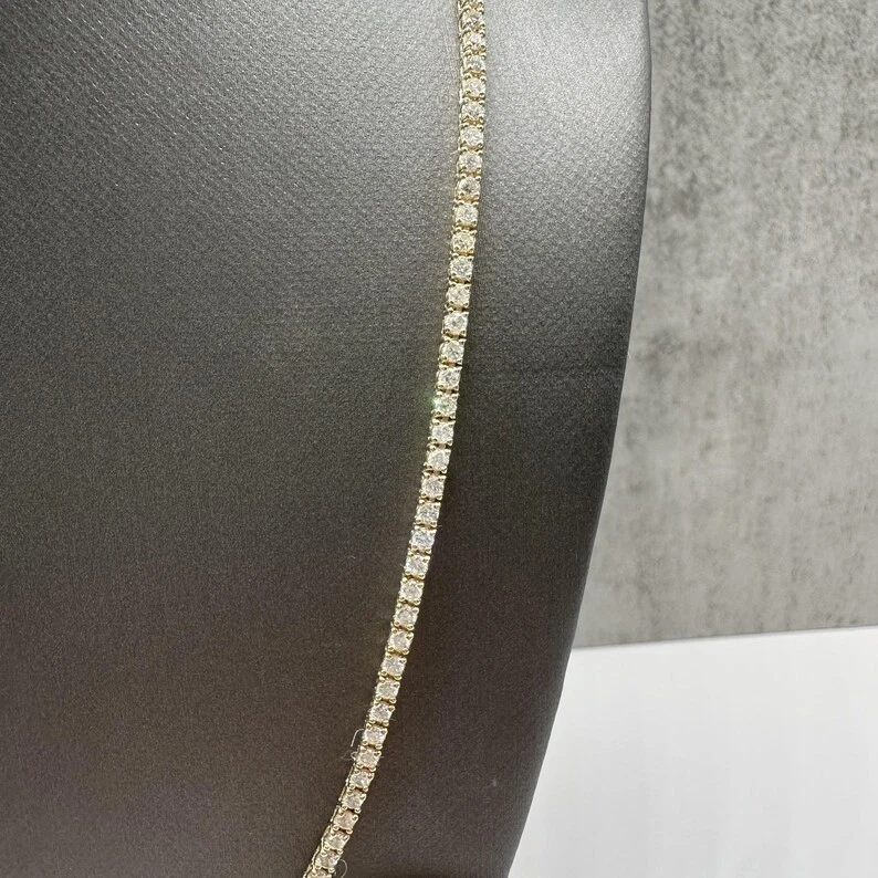 Теннисное ожерелье ошейник Lab Grown Diamond E VS1 8 карат желтое золото 14 карат более 16 дюймов - Изображение 4 из 4