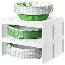 2 Pcs Plate Dispenser and Bowl Dispenser, Space-Saving Plastic, Foam, Disposa...