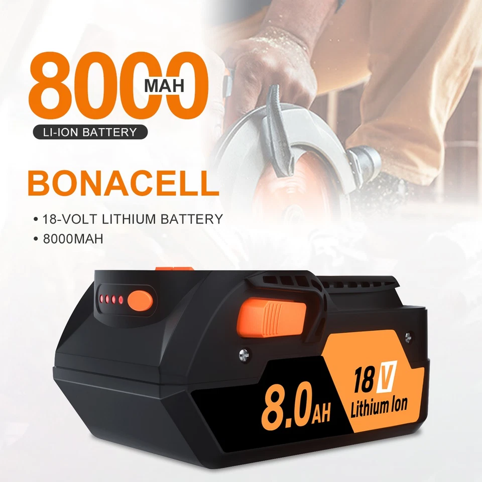 NUEVO PAQUETE para Ridgid 18V R840085 8.0Ah 6.0Ah Batería de Litio Rígida 18V R840087 Foto 4 de 4