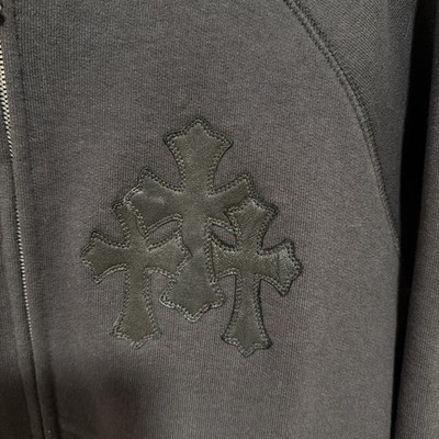 CHROME HEARTS　クリーナー&クロス Chrome Hearts Black cross Leather label, silver zipper Hoodie | eBay