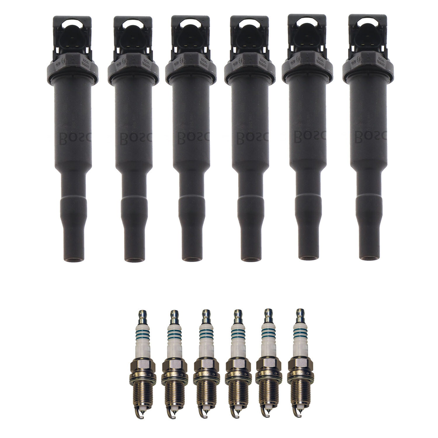 Bosch 6 Ignition Coil Denso 6 Iridium Power Spark Plug Kit For E53 X5 3.0 L6