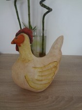 POULE EN CUIR DECORATION 23 CM LOURD STATUE IDEE CADEAU STOP BLOQUE PORTE  POULE