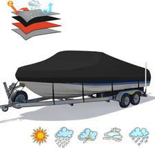 Heavy Duty 1200D PU Waterproof Boat Cover, 20'-22' Trailerable Marine Grade Poly