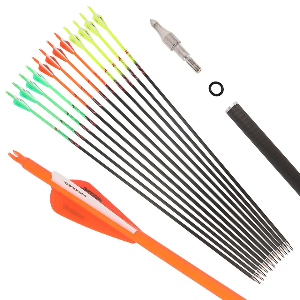 32" Pure Carbon Arrows Archery SP300-600 Vanes ID6.2MM Recurve Bow Shooting Hunt - Image 4 of 4