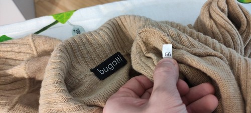 Bugatti Mens Pullover Jumper Zip Neck Beige Collared Wool Blend Size 56 46 - Picture 6 of 7