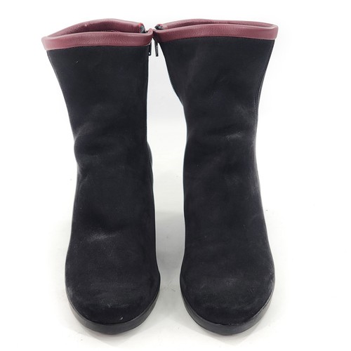 ARCHE Johaho Suede Bootie In Black Wedge Nubuck Leather Zip $635 Size 39 8 - Picture 3 of 8