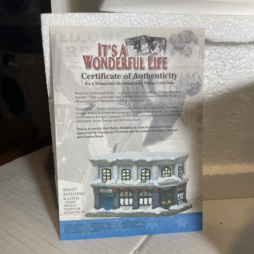 IT’S A WONDERFUL LIFE Bailey Building & Loan Christmas Village COA 2002 VTG - Picture 4 of 20