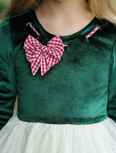 Dollcake Treats for Santa Vintage Print Dress w Bow Girls Holiday sz 6 - Picture 4 of 5