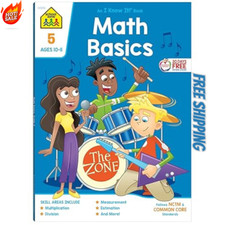 School Zone - Math Basics 5 Workbook - 64 Pages Ages 10 to 11 5th Grade Divis...