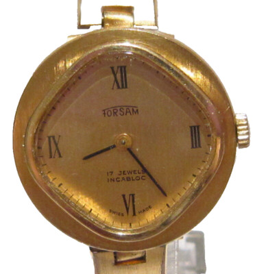 VINTAGE*FORSAM*17 JEWELS,SWISS,GOLD PLATED LADIES WATCH,WORKS,SERVICED # 612