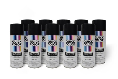 Quick Color 10 Oz. Flat Black General Purpose Spray Paint Pack of 10