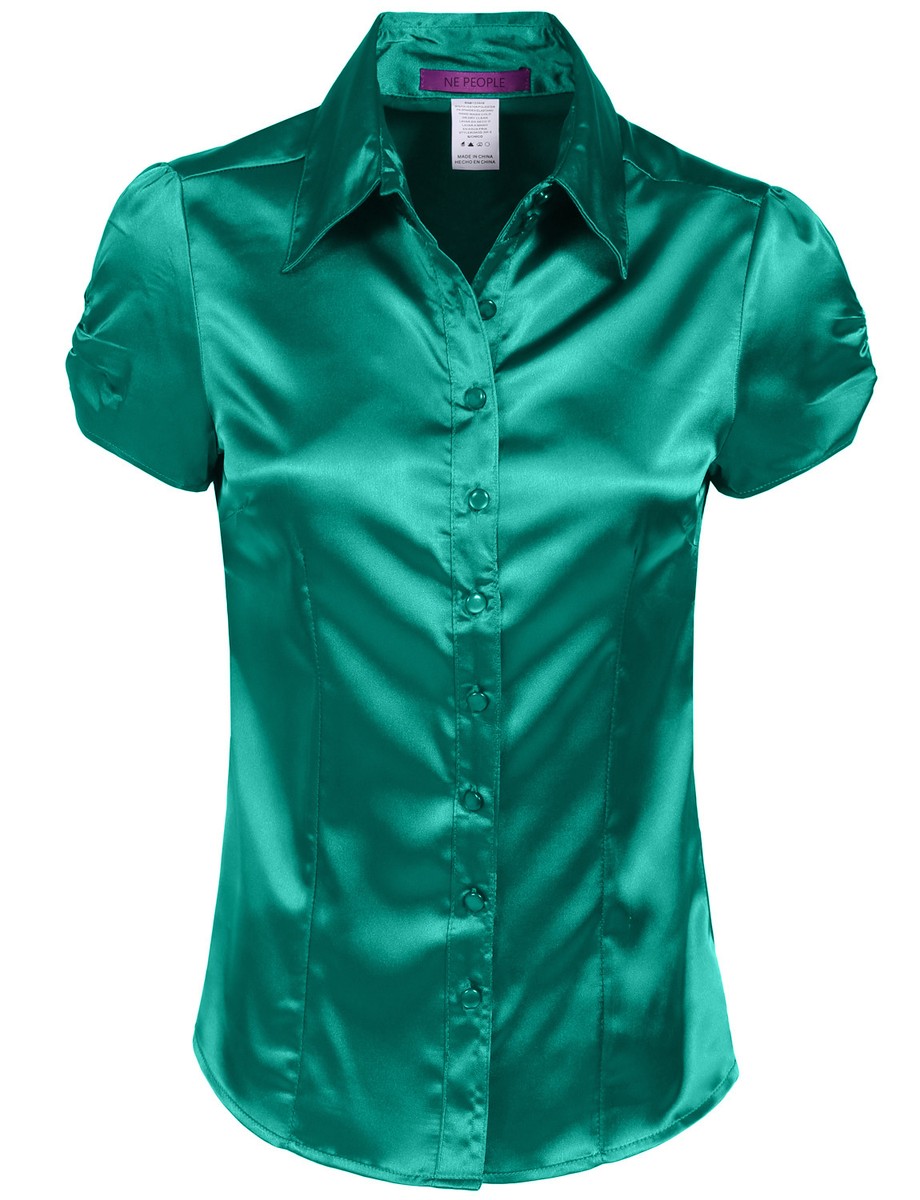 teal satin top
