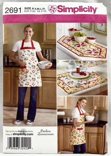 2009 Simplicity Sewing Pattern 2691 Table Runner Placemats & Womens Apron 16941