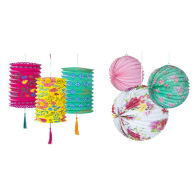 Papierlaternen 3er Set Talking Tables Rund oder lang Party Deko Laterne Lampion