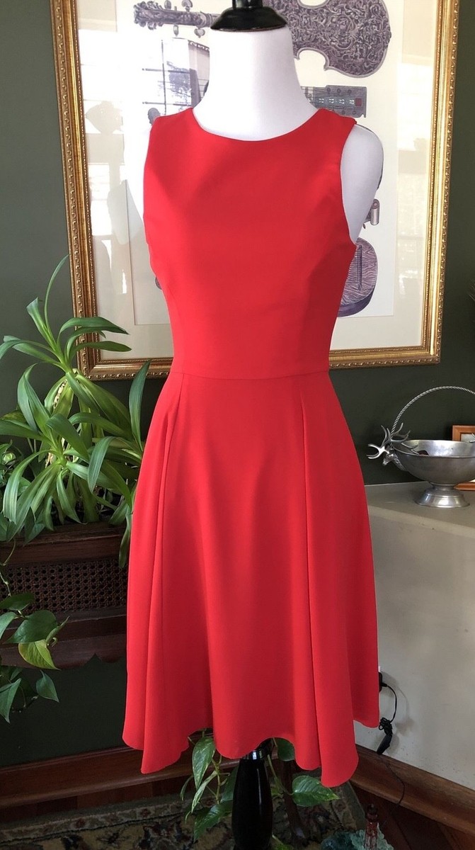 red sleeveless flare dress Red Fit and Flare Cocktail Dress with Embellished Straps