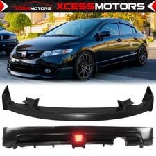 Fits 09-11 Honda Civic 4Dr Sedan Black Front + Rear Bumper Lip Spoiler