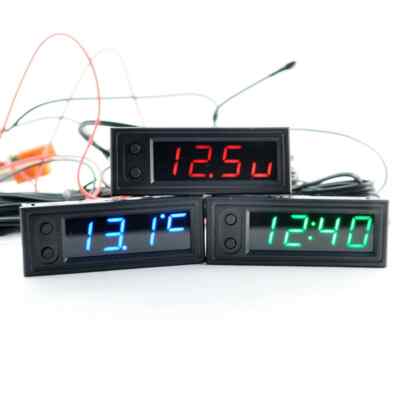 3 in1 Display Digital Clock Electric Voltage Meter Luminous Temperature Gauge