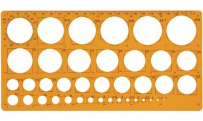 Maped Kreis Schablone 1 bis 35 mm 39 Kreise orange Kunststoff Geometrie neu