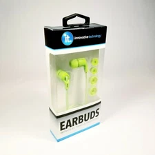 Innovative Technology Earbuds, Flat Cord, ITEB-200, Green