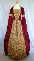 Medieval Dress Renaissance Pagan Wedding Gown Red & Gold Custom Made To Size Medieval Dress Renaissance Pagan Wedding Gown Red & Gold Custom Made To Size