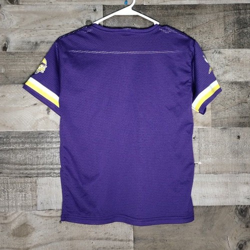 Kids Sz Youth Large Purple Minnesota Vikings Jersey Style Mesh Football T-Shirt - Picture 4 of 4