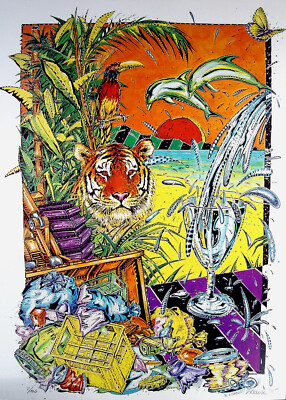 Summer by the Sea / Large Colour Serigraph, Hand Signed R. Krause 95 / 1995