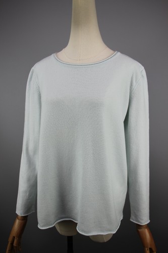 SIBIN LINNEBJERG Blue Merino Wool Long Sleeve Womens Sweater Size M