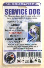 HOLOGRAPHIC SERVICE DOG ID CARD FOR SERVICE ANIMAL ADA RATED  0BH