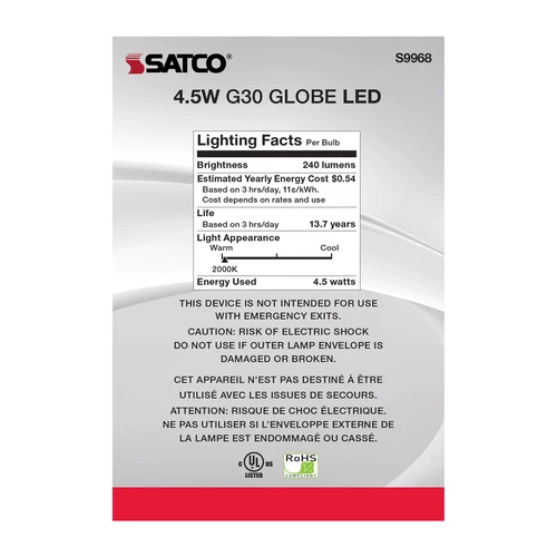 S9968 LED 4W =25W G30 Spiral Filament Globe Amber Nostalgic 120V Medium E26 - Picture 4 of 8