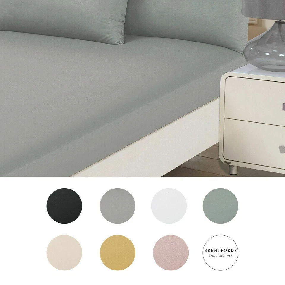 Brentfords Plain Dyed Fitted Bed Sheets Non-Iron Single Double King Superking