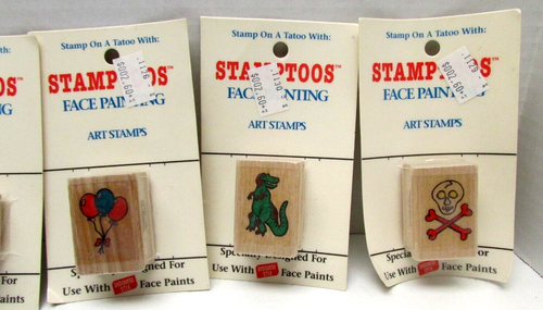 NEW 5 Stamptoos Art Rubber Wood mounted Stamps for Face Painting Graftobian - Picture 3 of 4
