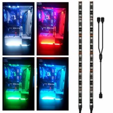 PC RGB Gaming LED Strip Lights Case Lighting Gamer DIY for Aura Sync 2Pcs