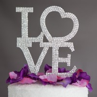 Love Heart Wedding Cake Topper Silver Crystal Rhinestone Top Decoration on sale Love Heart Wedding Cake Topper Silver Crystal Rhinestone Top Decoration on sale