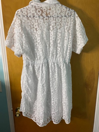 Michael Michael Kors Lace Shirt Dress Medium White Original Retail $155 - Picture 7 of 10
