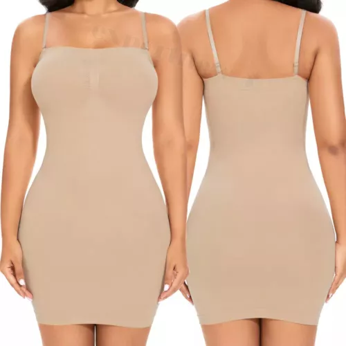 Women's Full Slip Dress Strapless Tummy Firm Control Body Shaper Slim Shapewear - Picture 12 of 33