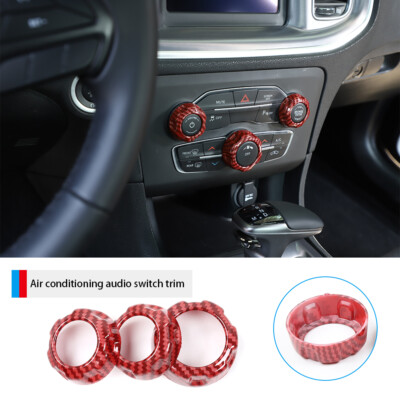 3pcs Air Conditioning Audio Button Knob Trim for Dodge Challenger/Charger 2015+