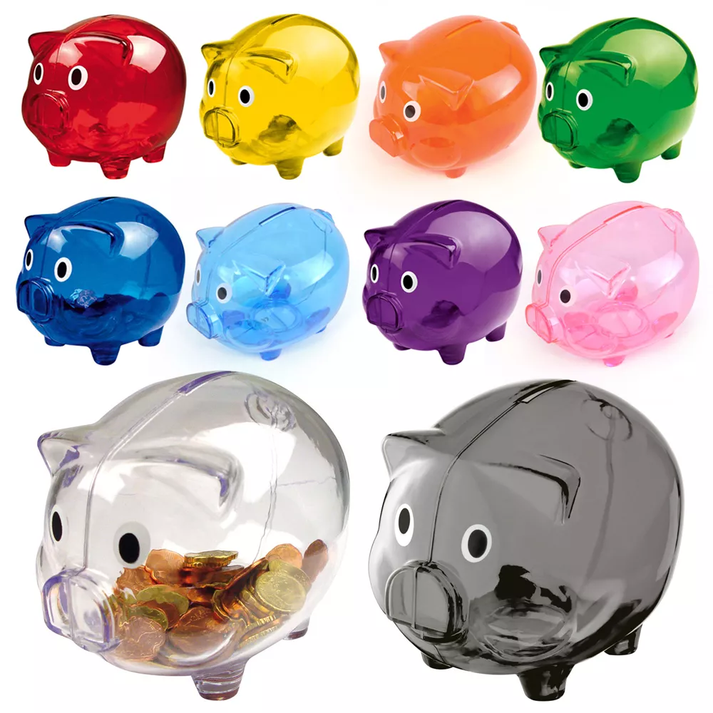 Cute Piggy Bank Money Box Saving Coins Cents Fun Gift Plastic Pig Kids Toys  HQ