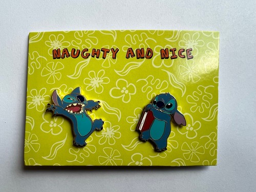 Disney DisneyShopping.com - Stitch Naughty and Nice (Lime Green) 2-Pin Set NEW - Afbeelding 1 van 3