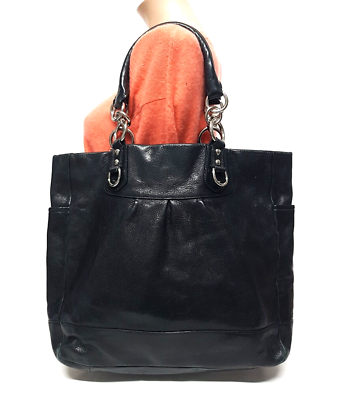 COACH MADISON JULIANNE BLACK LEATHER MAGAZINE TOTE HANDBAG 13582