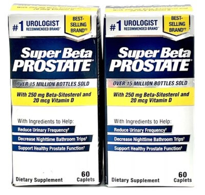 2 BOXES New Vitality Super Beta Prostate Urinary Health Caplets - 60 Count NEW