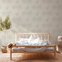Vliestapete Dschungel PalmbläTter Blattmuster Grau Creme 39338-1 (3,74€/1Qm)