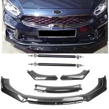 Carbon Fiber Black Front Bumper Lip Spoiler For Kia Forte Body Kits Strut Rods