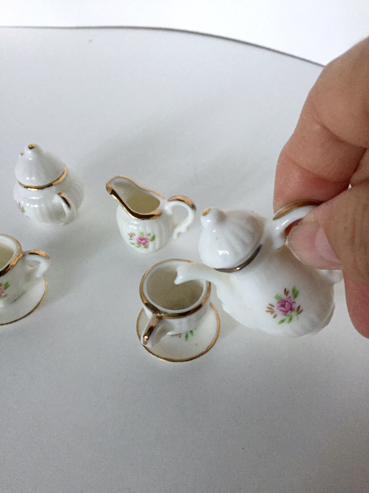 Vintage 10 Piece Mini Miniature Bone China Tea Set Child's Playset