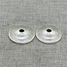 2 Sterling Silver Round Bead Caps for Bracelet Spacer