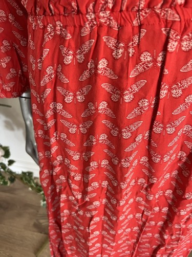 JOULES Josie Dress Size 10 12 14 16 20 22 Midi Red Butterfly Print NEW FREEPOST - Picture 17 of 21