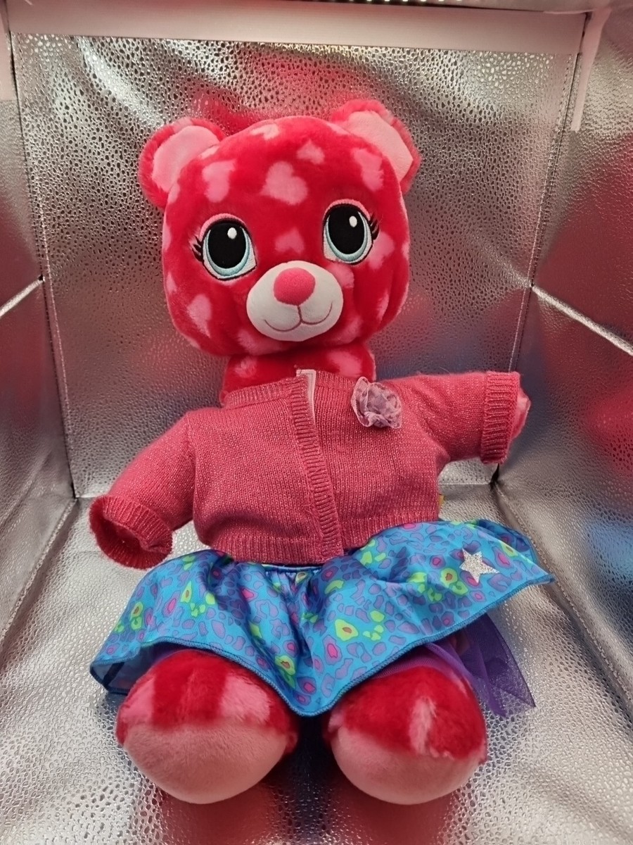 Build A Bear Workshop Pink Hearts Teddy Soft Stuffed Toy With Dress And Top
